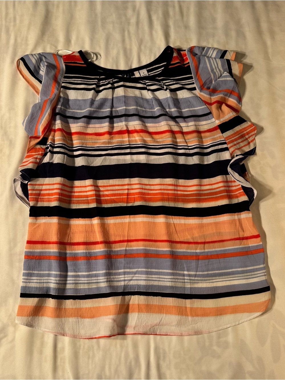 Elle Striped Top in Navy, Light Blue & Orange